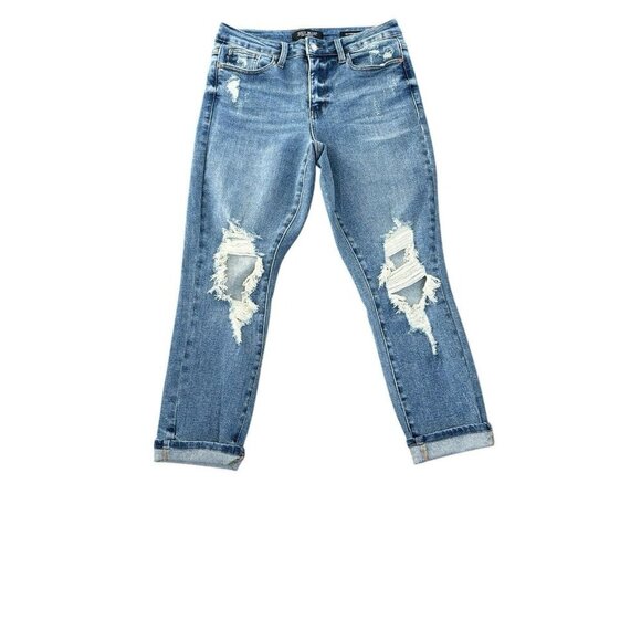 Judy Blue Destroyed Boyfriend Jean‎ - JB88196 Size 7/28 7 Soft Cotton High Rise - Picture 11 of 11